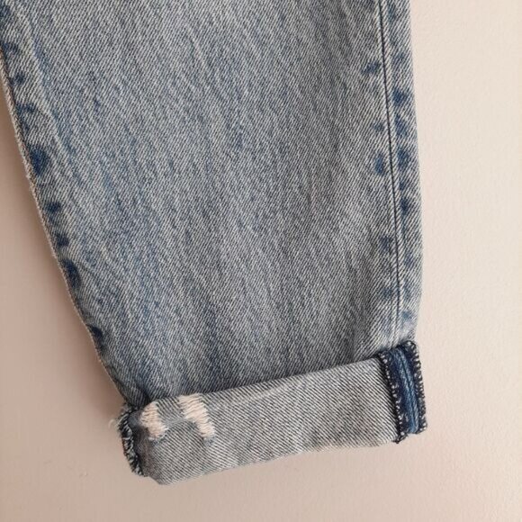 LEVI'S Wedgie High Rise Distressed Light Blue Wash Button Fly Jeans Sz 26 - Picture 5 of 16